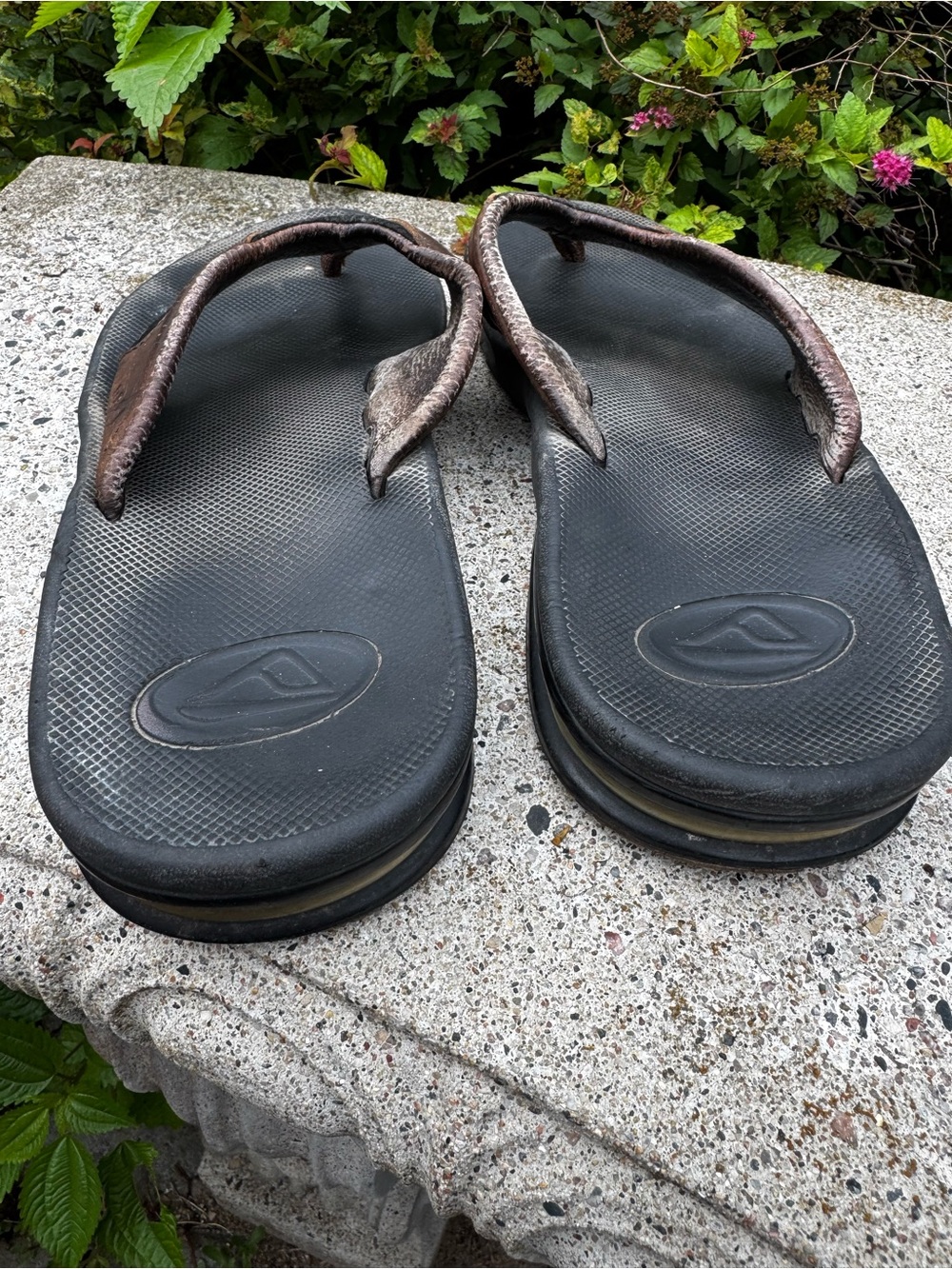 Reef Men's Brown Leather Flip Flops - Brown/Black w/bottle opener - Picture 3 of 6
